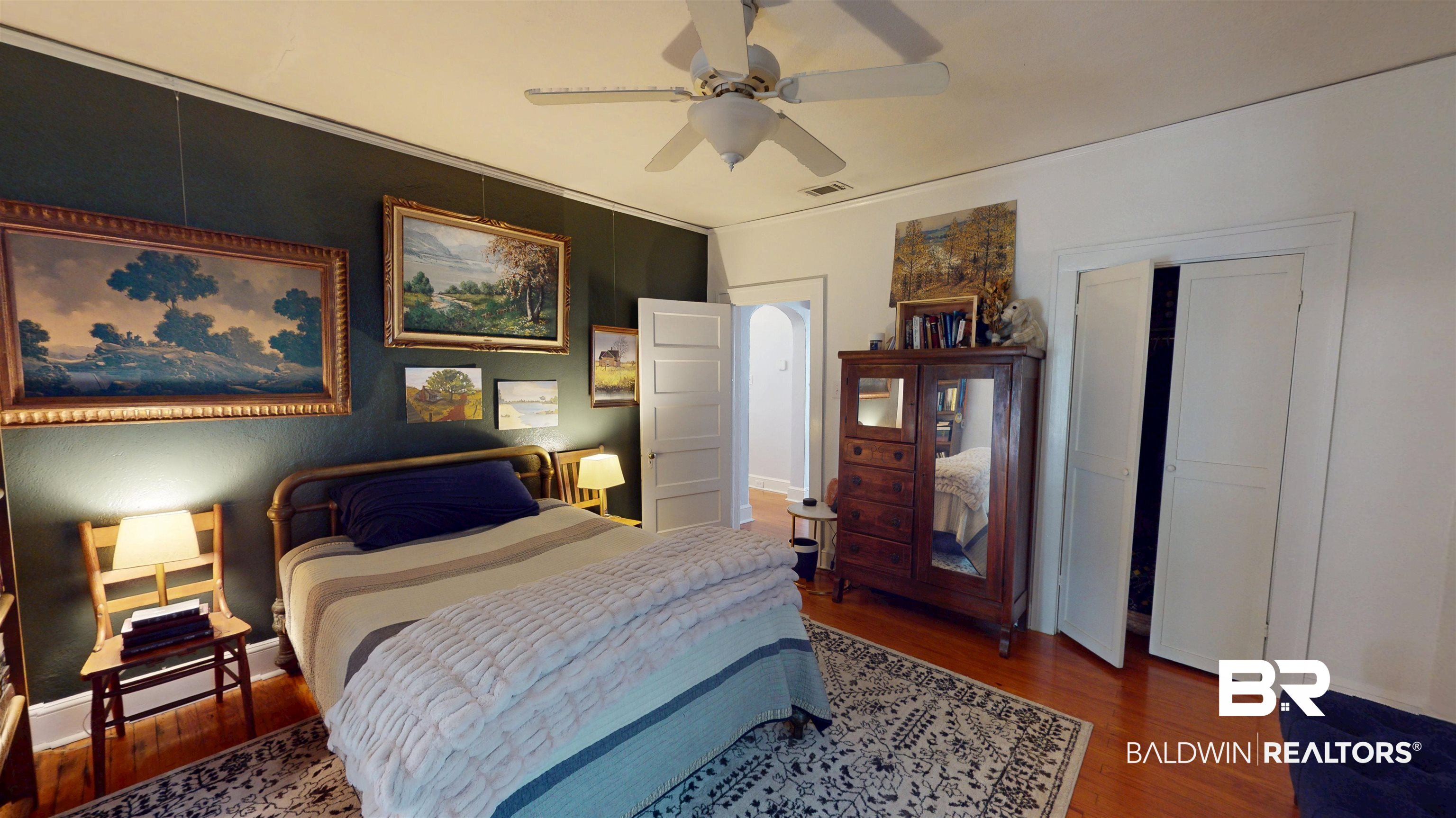 266 Westwood Street Mobile, AL 36606 - Photo 18 of 34 Bedroom featuring wood finished floors and a ceiling fan