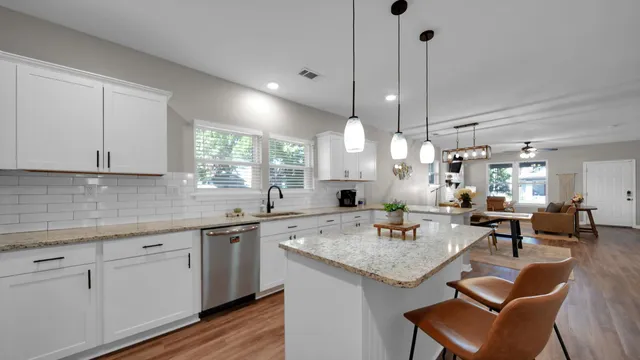 a view of a backyard with a patio