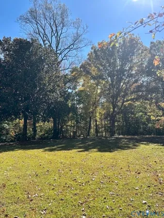 a backyard of a house with lots of trees