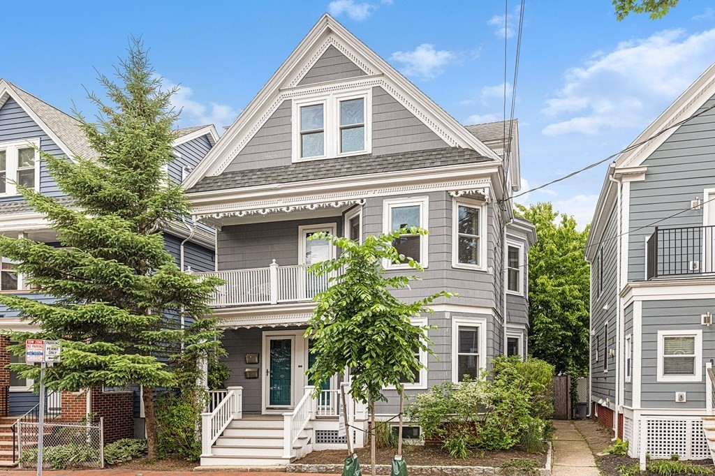front view of house along a street