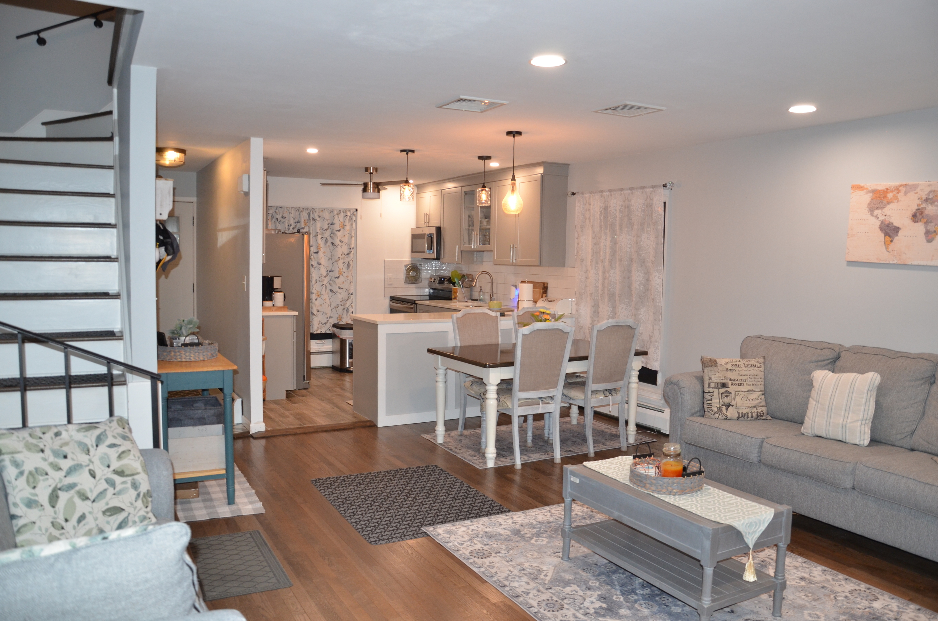 a living room with furniture and a couch