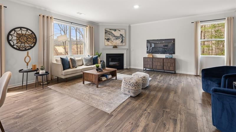 74 Buckthorn Way Dallas, GA 30132 - Photo 9 of 37 a living room with furniture a large window and a fireplace