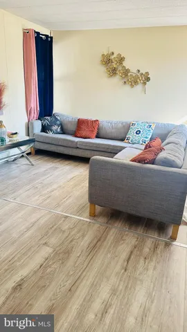 a living room with furniture and wall painting