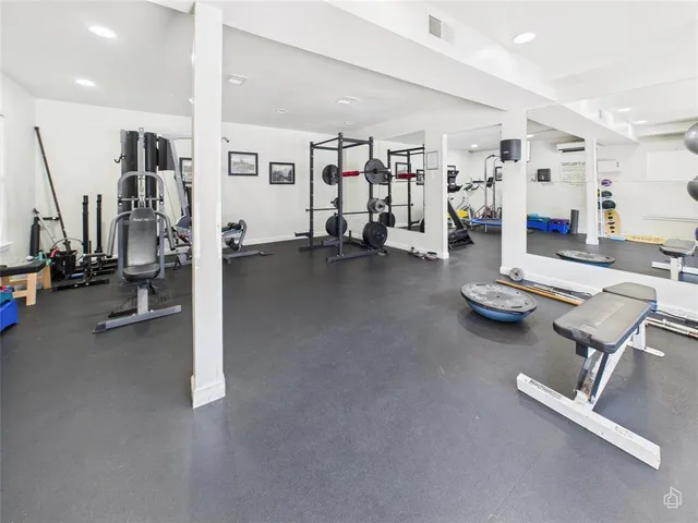 a view of a room with gym equipment
