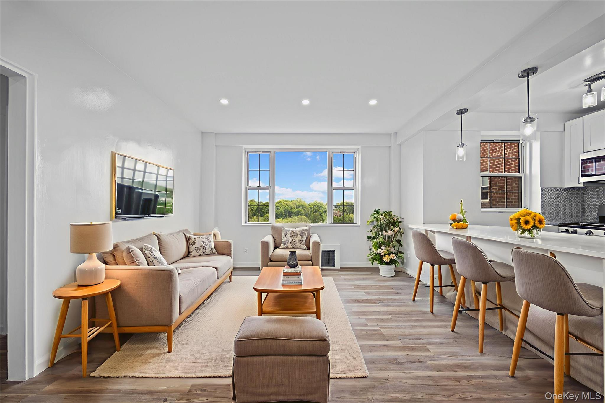 220 Pelham Road, Unit 6P New Rochelle, NY 10805 - Photo 3 of 25 Living room featuring recessed lighting and light wood-style floors