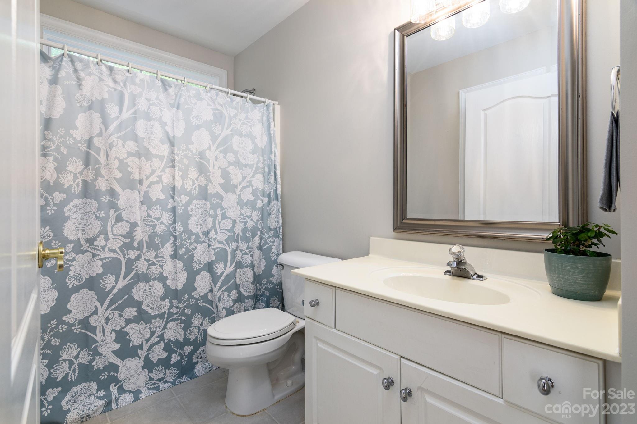 12129 Woodholm Court Tega Cay, SC 29708 - Photo 23 of 27 a bathroom with a sink a toilet and a mirror