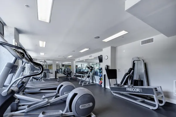 a view of a room with gym equipment