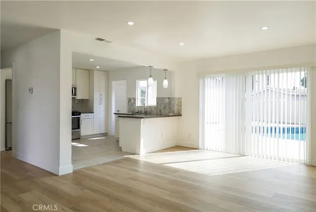 a view of a kitchen cabinets and a kitchen