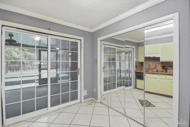 a view of a backyard with a small pool