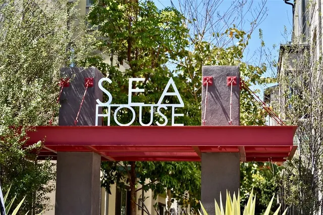 a view of a red sign board