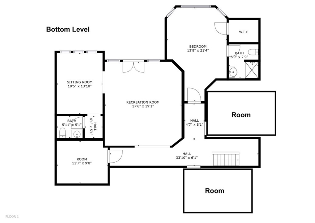 1608 Hill Drive Eagle Rock, CA 90041 - Photo 69 of 71 Bottom Level Floor Plan