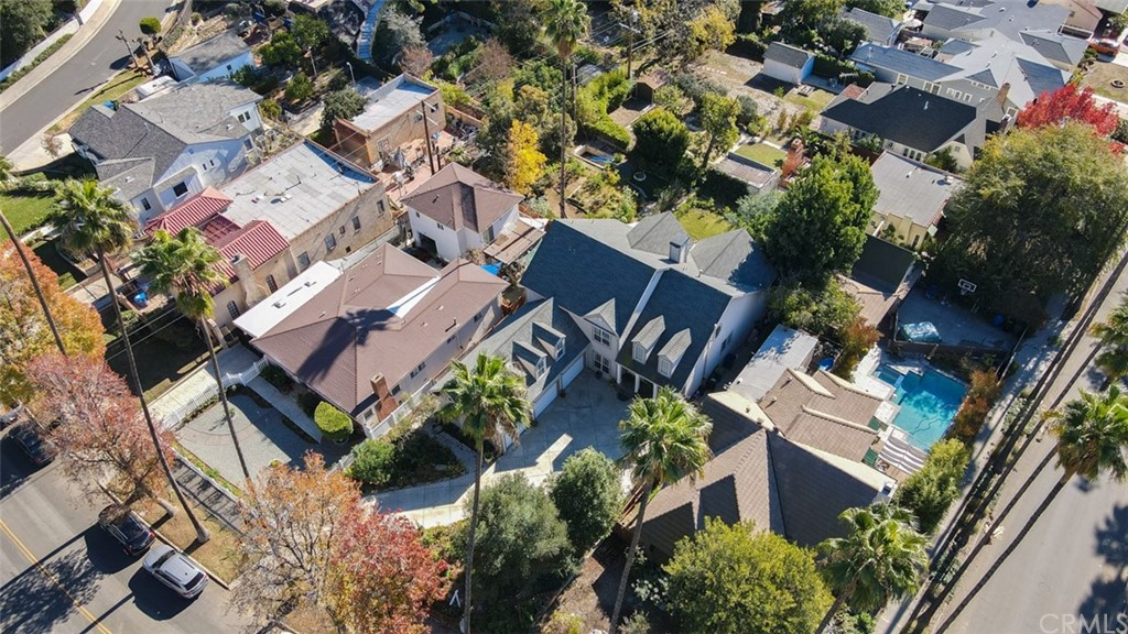 1608 Hill Drive Eagle Rock, CA 90041 - Photo 66 of 71 an aerial view of a residential apartment building with plants and large trees
