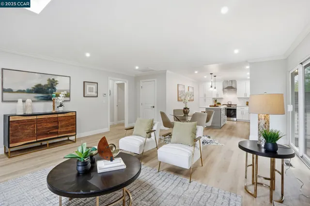 a living room with furniture potted plant and a fireplace