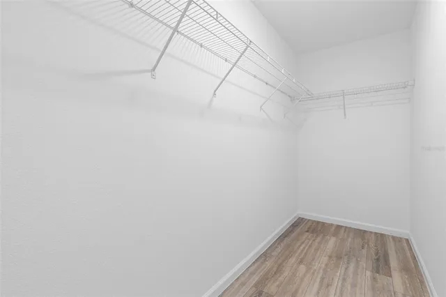 a view of a room with racks on the wall