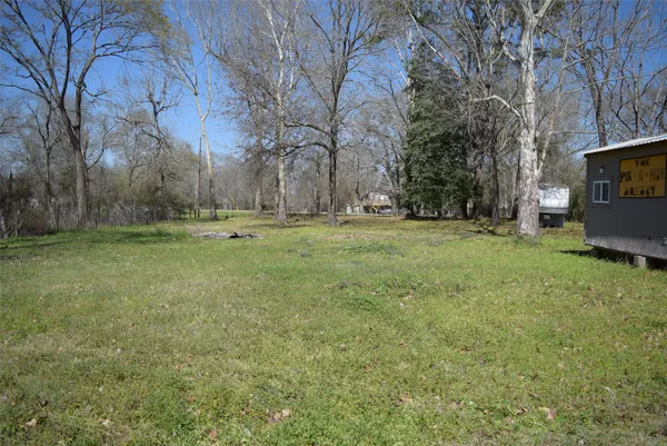 a view of a field with trees