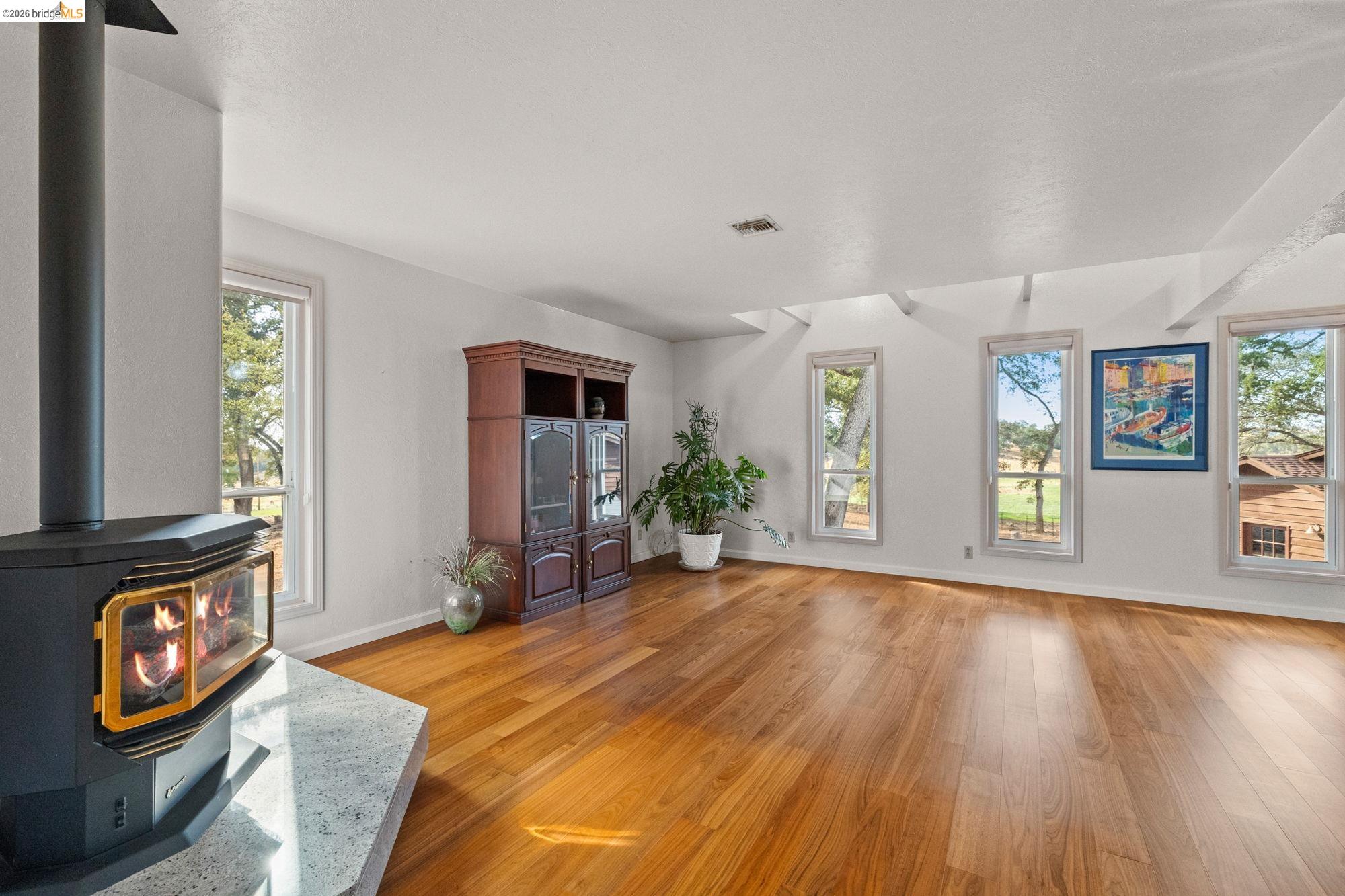 10566 Thistle Down Road Jamestown, CA 95327 - Photo 7 of 53 Living area with a wood stove and light wood finished floors