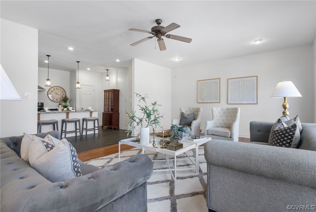 901 Hockett Road Manakin-Sabot, VA 23103 - Photo 9 of 39 a living room with furniture kitchen view and a chandelier