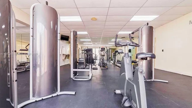 a view of a room with gym equipment
