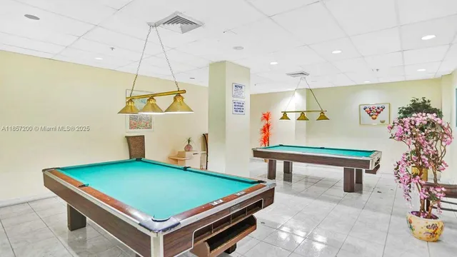 a room with pool table