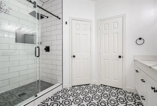 a bathroom with a shower