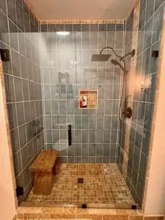 a bathroom with a shower