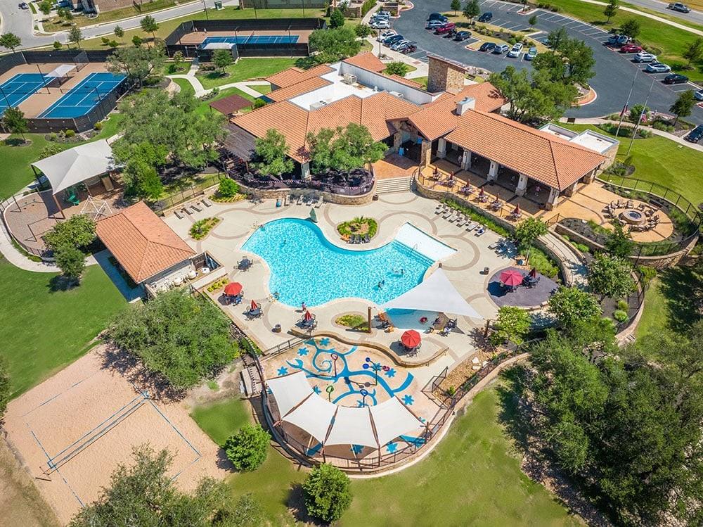 4201 Vespa Cove Leander, TX 78641 - Photo 22 of 29 an aerial view of residential house with outdoor space and pool