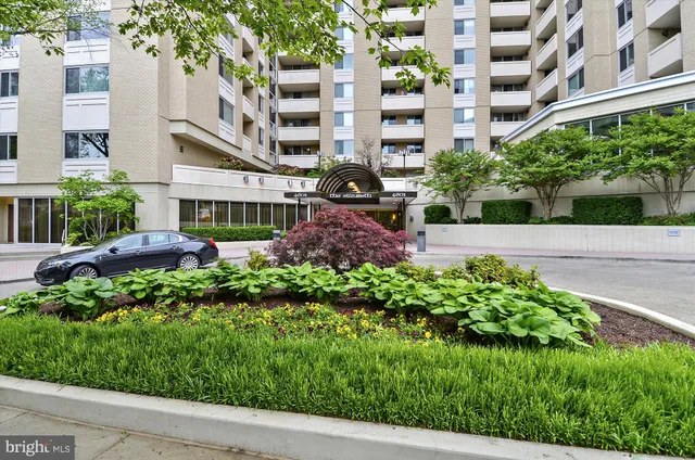 a outdoor view of a building with garden