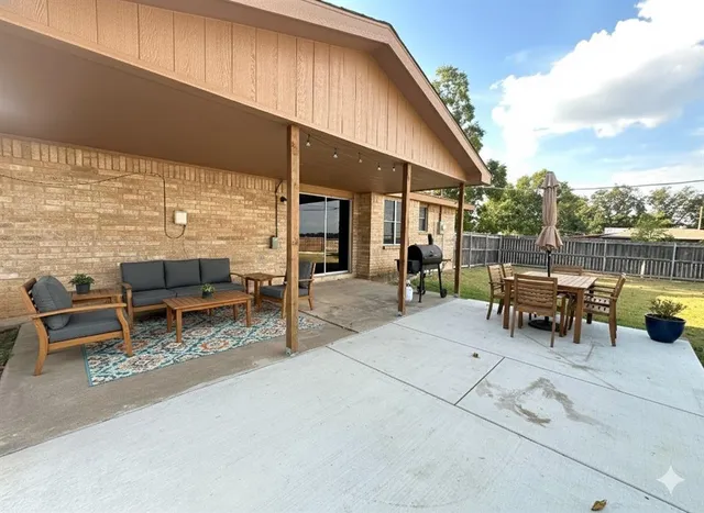a view of swimming pool from a porch