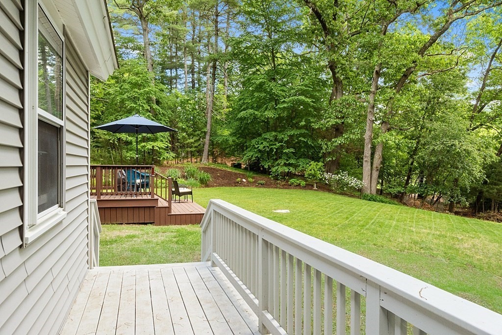 187 Red Acre Road Stow, MA 01775 - Photo 25 of 27 a view of a wooden deck next to a yard