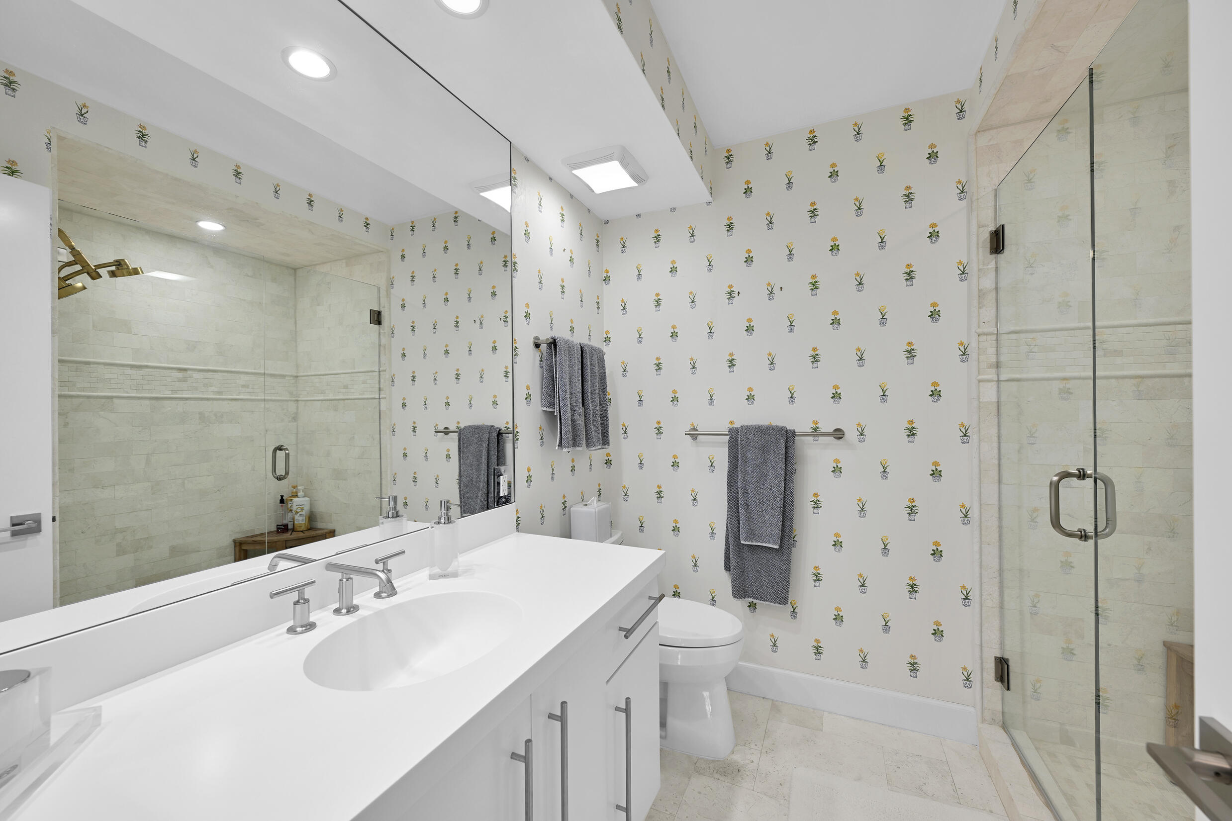 3300 South Ocean Boulevard, Unit 508S Palm Beach, FL 33480 - Photo 14 of 28 a bathroom with a sink toilet and shower