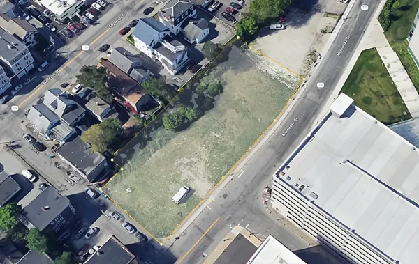 an aerial view of a house