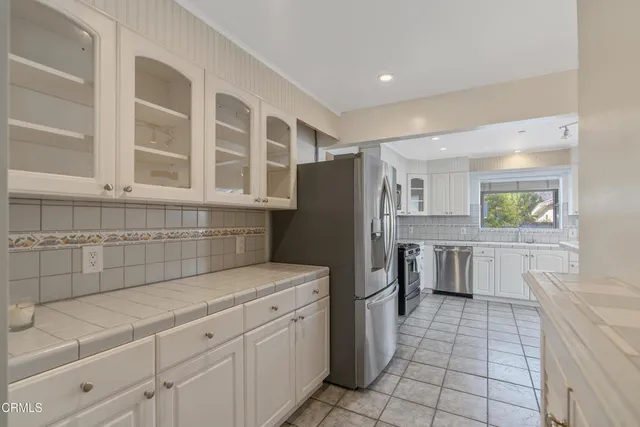a kitchen with a cabinets and counter space