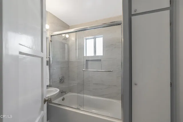 a bathroom with a bathtub