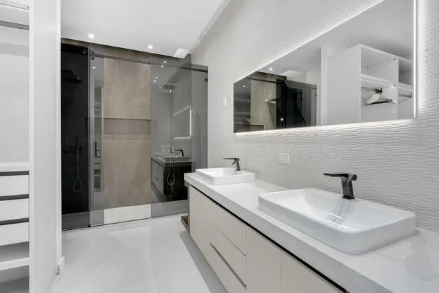 a bathroom with a shower