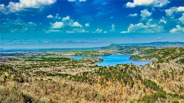 a view of lake with mountain