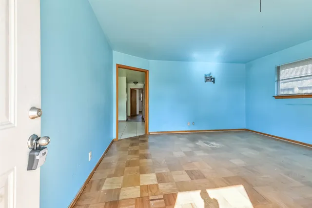 a view of a hallway with closet