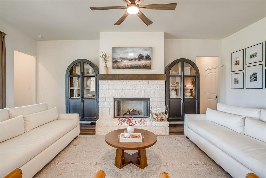 445 Guadalupe Lane Springtown, TX 76082 - Photo 12 of 40 Stone wood burning fireplace