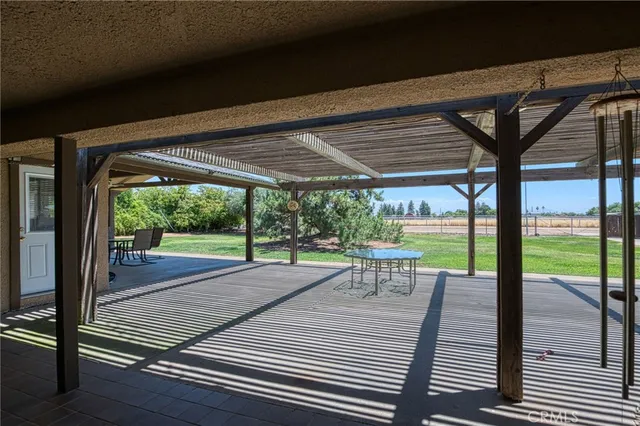 a view of a storage room with racks a window