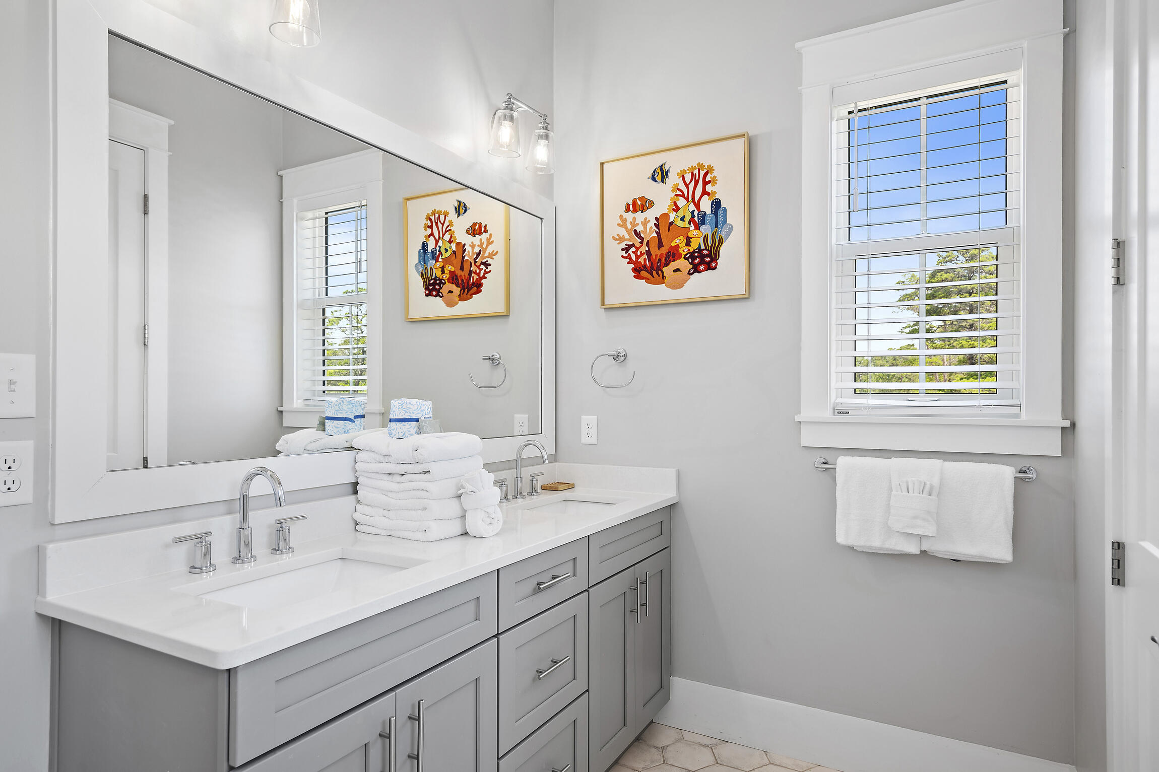 459 Dolphin Drive Santa Rosa Beach, FL 32459 - Photo 31 of 31 a bathroom with double vanity sinks a vanity and a window