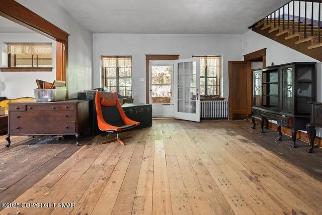 an empty room with windows