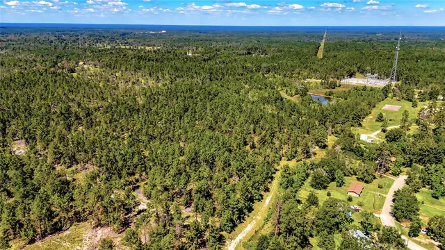 a view of a green field with lots of bushes