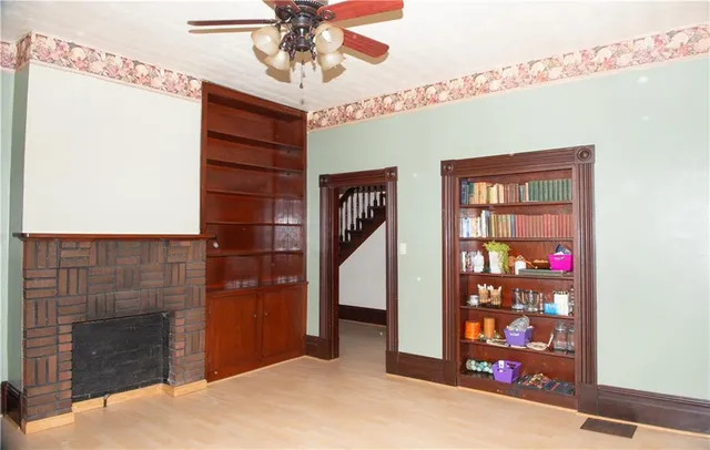 a view of a hallway with front door