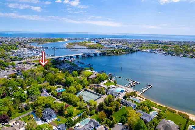 a view of a lake with a city