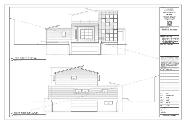 a view of a garden with large trees