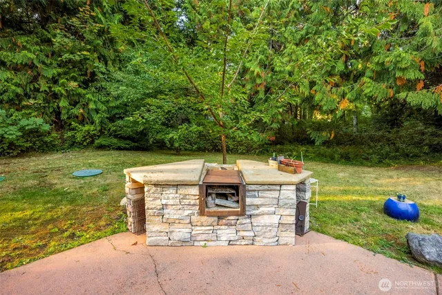 a view of a fireplace with a small park