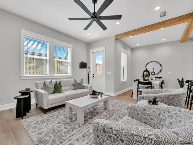 a living room with furniture