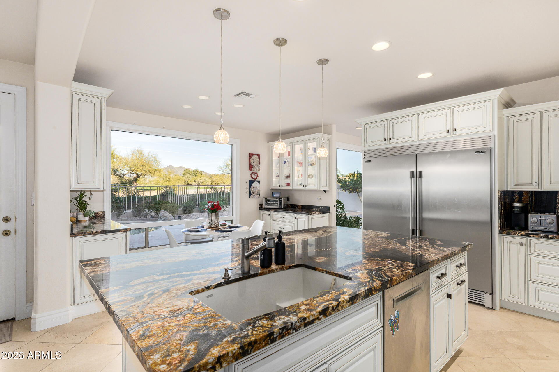 Updated kitchen with mountain views
