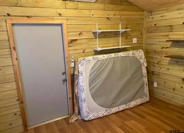 a view of a wooden door