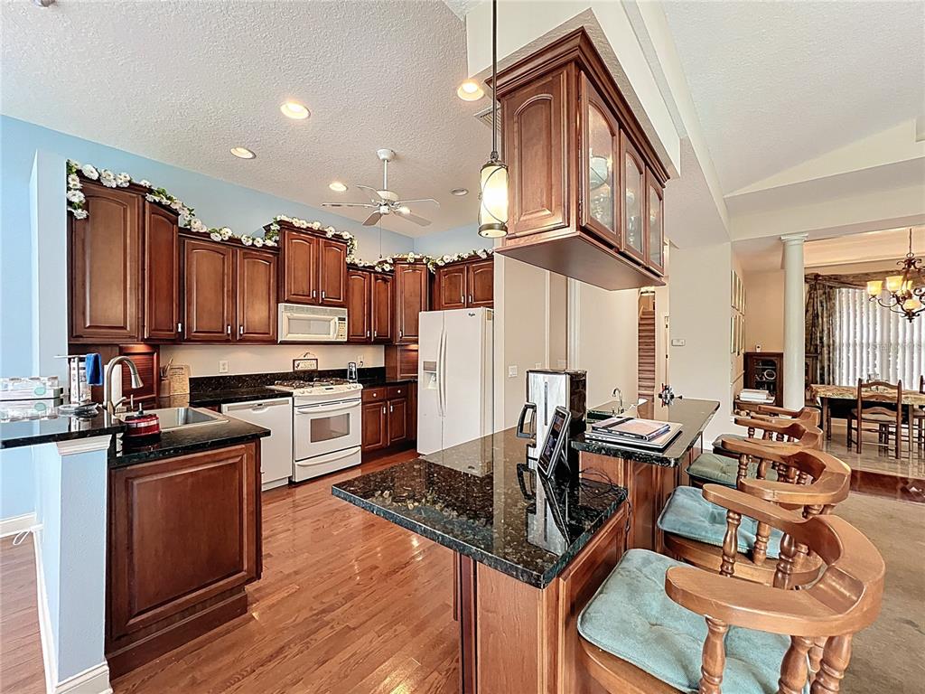 214 Chestnut Ridge Street Winter Springs, FL 32708 - Photo 19 of 68 a kitchen with stainless steel appliances granite countertop a stove top oven a sink dishwasher and cabinets with wooden floor