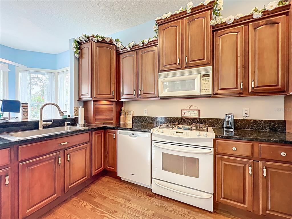 214 Chestnut Ridge Street Winter Springs, FL 32708 - Photo 24 of 68 a kitchen with granite countertop a sink stove and cabinets